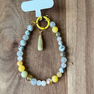 ⭐️ Handmade REAL STONE -GD Passionfruit- Phone Strap Bracelet Clip On #35